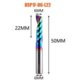 Dreanique 1pc 6mm Shank Single Flute Carbide Spiral End Mill Aluminum 3D CNC Engraving Woodworking Acrylic DLC Coating