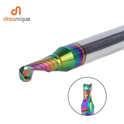 Dreanique 1pc 6mm Shank Single Flute Carbide Spiral End Mill Aluminum 3D CNC Engraving Woodworking Acrylic DLC Coating