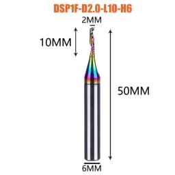 Dreanique 1pc 6mm Shank Single Flute Carbide Spiral End Mill Aluminum 3D CNC Engraving Woodworking Acrylic DLC Coating