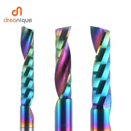 Dreanique 1pc 6mm Shank Single Flute Carbide Spiral End Mill Aluminum 3D CNC Engraving Woodworking Acrylic DLC Coating