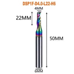 Dreanique 1pc 6mm Shank Single Flute Carbide Spiral End Mill Aluminum 3D CNC Engraving Woodworking Acrylic DLC Coating