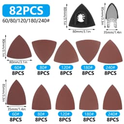 82Pcs Sand Pad Assorted Set 60/80/120/180/240 Grits Sanding Sandpaper Pad Multi Tool Sanding Pads For Fein Bosch Dremel Makita