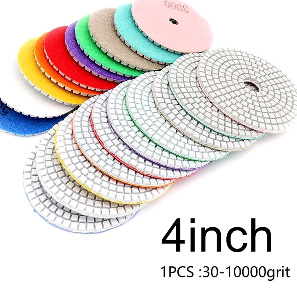 4"Diamond Polishing Pad 30-10000 Grit Wet/Dry Granite Concrete Marble Glass Stone Sanding For Polish Hon Restor Grind Tools