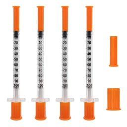 100pcs/box 1ml Sterile Disposable Syringes with 31Ga 8mm Needle, Individually Wrapped for Lab Measuring Tool Pet Feeding