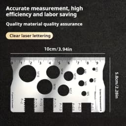 304 Stainless Steel Screw Measuring Gauge Set - Precision Thread Pitch & Bolt Size Caliper Tool | M12 Diameter Ruler | Ideal Fat