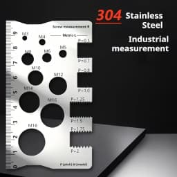 304 Stainless Steel Screw Measuring Gauge Set - Precision Thread Pitch & Bolt Size Caliper Tool | M12 Diameter Ruler | Ideal Fat