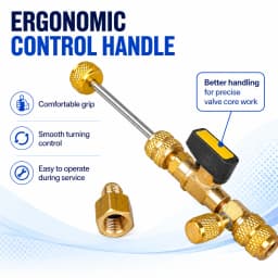 Dual Size 1/4" & 5/16" Port Valve Core Remover Installer Kit Tool with 10PCS 5v1 Valve Cores and Double Head for Refrigerant