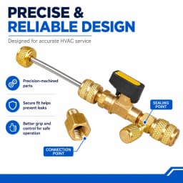 Dual Size 1/4" & 5/16" Port Valve Core Remover Installer Kit Tool with 10PCS 5v1 Valve Cores and Double Head for Refrigerant