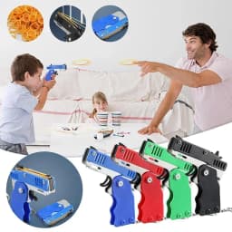 Keychain Gun Rubber Band Shooter 60 Pcs, Mini Fidget Toy Gun for Kids, Outdoor Party Favors Holiday Birthday Gift for Boys