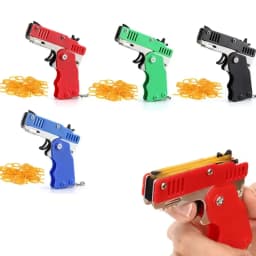 Keychain Gun Rubber Band Shooter 60 Pcs, Mini Fidget Toy Gun for Kids, Outdoor Party Favors Holiday Birthday Gift for Boys