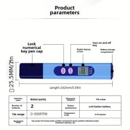 TDS Digital Salinity Tester/Meter For Salt Water Pool & Fish/Koi Pond Testing Household Drinking Water Quality Test