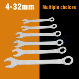 4-32mm Super-Thin Combination Wrench Offset 6-Point End & Angled Open End Metric High Carbon Steel for Thin Nuts, Narrow Spaces