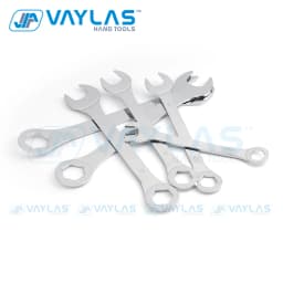 4-32mm Super-Thin Combination Wrench Offset 6-Point End & Angled Open End Metric High Carbon Steel for Thin Nuts, Narrow Spaces