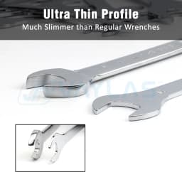 4-32mm Super-Thin Combination Wrench Offset 6-Point End & Angled Open End Metric High Carbon Steel for Thin Nuts, Narrow Spaces