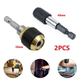 2pc 50/60mm Drill Chuck Screwdriver Impact Driver Keyless Adaptor 1/4in Hex Shank Drill Bit Quick Change Convertor Adapter Tool