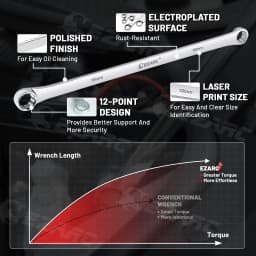 EZARC 6PCS Extra Long Box End Wrench Set CRV Metric 8mm - 19mm Combination Durable Aviation Spanner