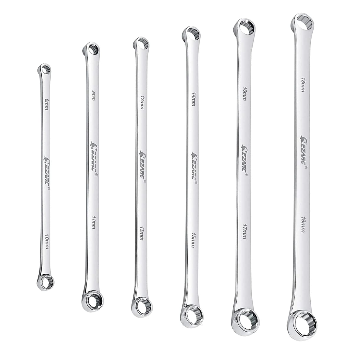 EZARC 6PCS Extra Long Box End Wrench Set CRV Metric 8mm - 19mm Combination Durable Aviation Spanner