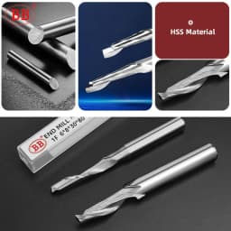 BB Single Edge Router Bit 1 Flute End Mill HSS Sharp Cutting Tool for Metal Aluminum Machining 3-10mm Diameter