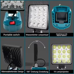For Makita 14.4V-18V Li-ion Battery Lantern Outdoor Flashlight 3 inch Cordless LED Work Light Camping Lamp Emergency Lighting