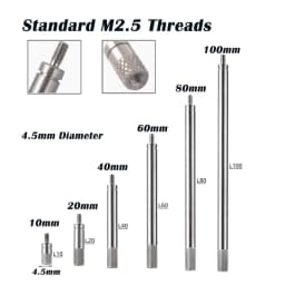 6Pcs Dial Indicator Extension Stem Rod Set M2.5 Thread,10-100Mm Extend Rod,Measurement For Dial & Digital Indicators