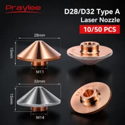 Nozzle for Fiber Laser Cutting Machine Type A H15 M14 Single Double Chrome Nozzles Plated Caliber 0.8-6.0mm Raytools Laser Head