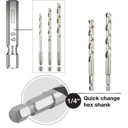 5Pcs HSS High Speed Steel Twist Drill Bit 1/4 Hex Shank Replacement Hexagonal Handle Steel Power Tool 3/4/5/6/8/10mm