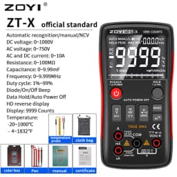 Digital Multimeter ZOYI ZT-X ZT-303 T-RMS Auto Range EBTN LCD DC AC Voltmeter Ammeter Current Capacitor Ohm Temp Hz NCV Tester