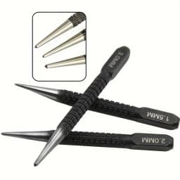 3pcs High-carbon Steel Center Punch Set, Non-Slip Center Pin Punch Used For Drilling Of Alloy Steel Metal Wood,1.5/ 2 /3mm