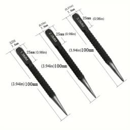 3pcs High-carbon Steel Center Punch Set, Non-Slip Center Pin Punch Used For Drilling Of Alloy Steel Metal Wood,1.5/ 2 /3mm