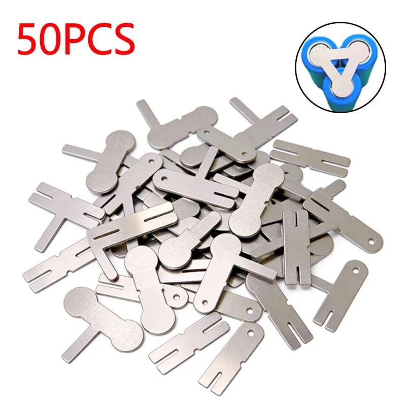 50Pcs 18650 Nickel Plated Steel Nickel Sheet for Li-ion Battery Pack Assembly, Spot Welding Accessories for Spot Welder Projects