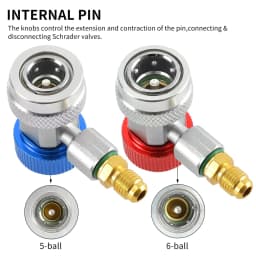 R134A H / L Adapters Quick Coupling Air Conditioner Coolant Adjustable Brass Adjustable Air Conditioning Fluoride Quick Coupler
