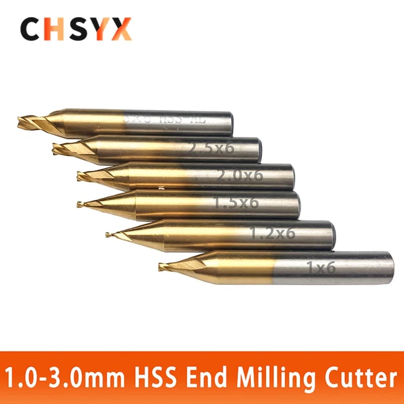 CHSYX High Quality 1.0-3.0mm HSS Titanium End Milling Cutter Engraving Edge Cutter CNC Bits End Mill for Key Cutting Machine