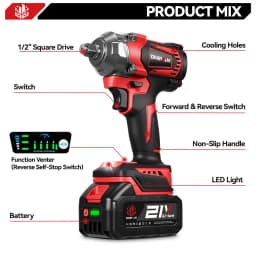ONEVAN 21V Brushless Electric Impact Wrench 1200 N.m Cordless Wrench Electric Screwdriver Power Tool For Makita 18V Battery Pin