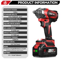 ONEVAN 21V Brushless Electric Impact Wrench 1200 N.m Cordless Wrench Electric Screwdriver Power Tool For Makita 18V Battery Pin