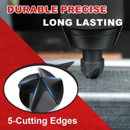 EZARC 5PCS Countersink Drill Bit Set for Metal, 1/4 Inch Hex Shank Countersunk Bits 82 Degree 5 Flute, 1/4” 3/8” 1/2” 5/8” 3/4”
