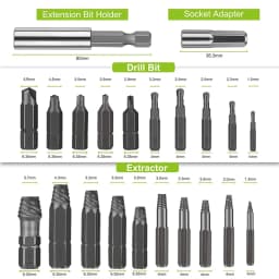 22Pcs Damaged Screw Extractor Drill Bit Set Stripped Screw Extractor Broken Bolt Extractor All-Purpose with Magnetic