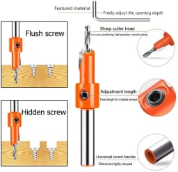 8mm Shank HSS Countersink Router Bit Screw Extractor Remon Demolition for Wood Milling Cutter