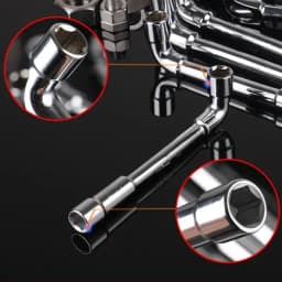 Socket Key Wrench Tools L-Type Angled Socket Spanner with Thru Hole 8-19mm Size Mirror Polish Universal Hand Tool for Repairing