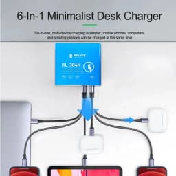 RELIFE RL-304P RL-304N RL-304S Smart 6 Port USB Digital Display Lightning Charger For IPhone Samsung Huawei MI Vivo Opop Flat