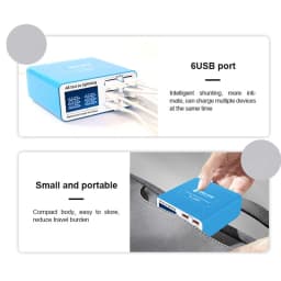 RELIFE RL-304P RL-304N RL-304S Smart 6 Port USB Digital Display Lightning Charger For IPhone Samsung Huawei MI Vivo Opop Flat