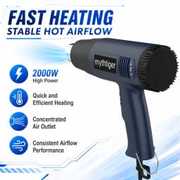 2000W Heat Gun Professional Hot Air Gun Adjustable Temperature 60-600 D 4 Nozzles for DIY Stripping Paint Shrinking PVC and Home