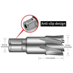 AOCKE Diameter 12-60mm X 35mm TCT Annular Cutter Weldon Shank 22 * 35mm Carbide Alloy Core Drill 60 X 35mm Metal Hole Saw