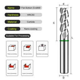 Aluminum Endmilll TGH 3Flute Color Circle Flat End Mill Tungsten Steel Carbide For Aluminu Milling Cutter CNC Machine Tools