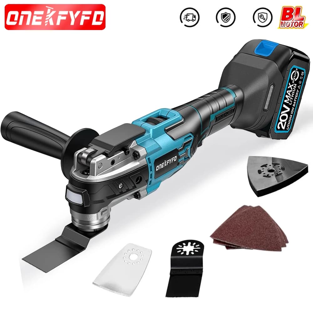 ONEKFYFD Brushless Oscillating Variable Speed Trimmer Saw Renovation Power Machine Multi-function Tool for Makita 18V Battery