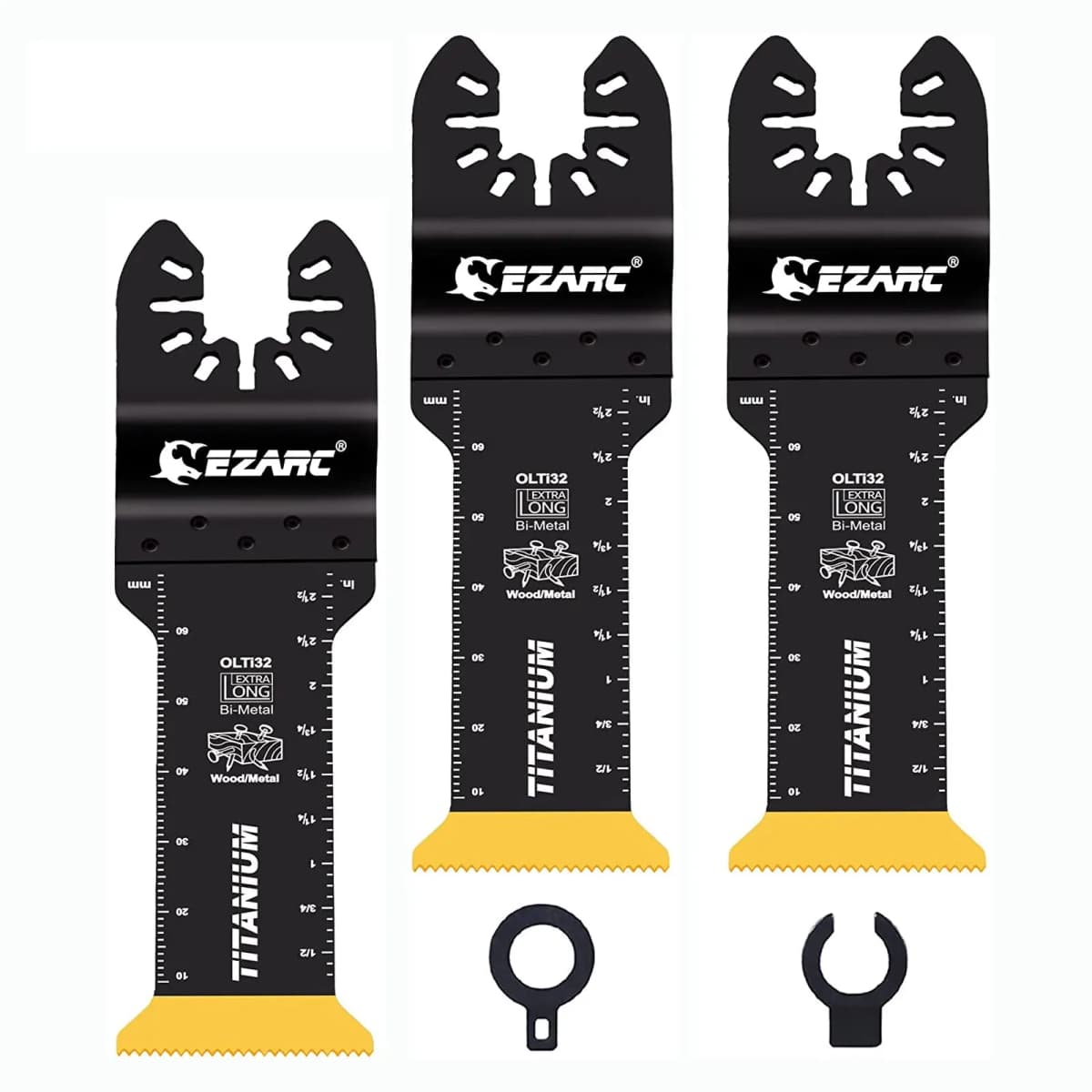 EZARC 3PCS Titanium Oscillating Saw Blades Extra-Long Oscillating Multitool Blades for Metal Wood Nails Screws Cutting Plastic