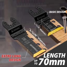 EZARC 3PCS Titanium Oscillating Saw Blades Extra-Long Oscillating Multitool Blades for Metal Wood Nails Screws Cutting Plastic