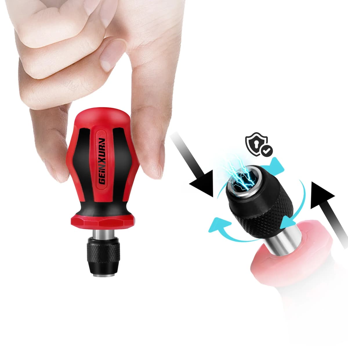 Geinxurn 3.15'' Magnetic Changeable Head Manual Screwdriver Set Include Quick Change Mini Screwdriver and Bits, Socket Driver Se