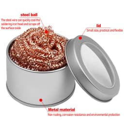 Desoldering Soldering Cleaning Ball Iron Mesh Filter Cleaning Nozzle Tip Copper Wire Cleaner Ball Metal Dross Box Clean Ball