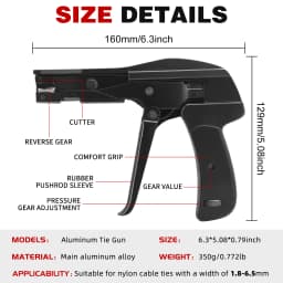 SJ-800A Aluminum Alloy Cable Ties Gun 1.8-6.5mm Wide Range,Ratchet Zip Tie Tool For Nylon Straps,Hand Tool Wire Tying Pliers