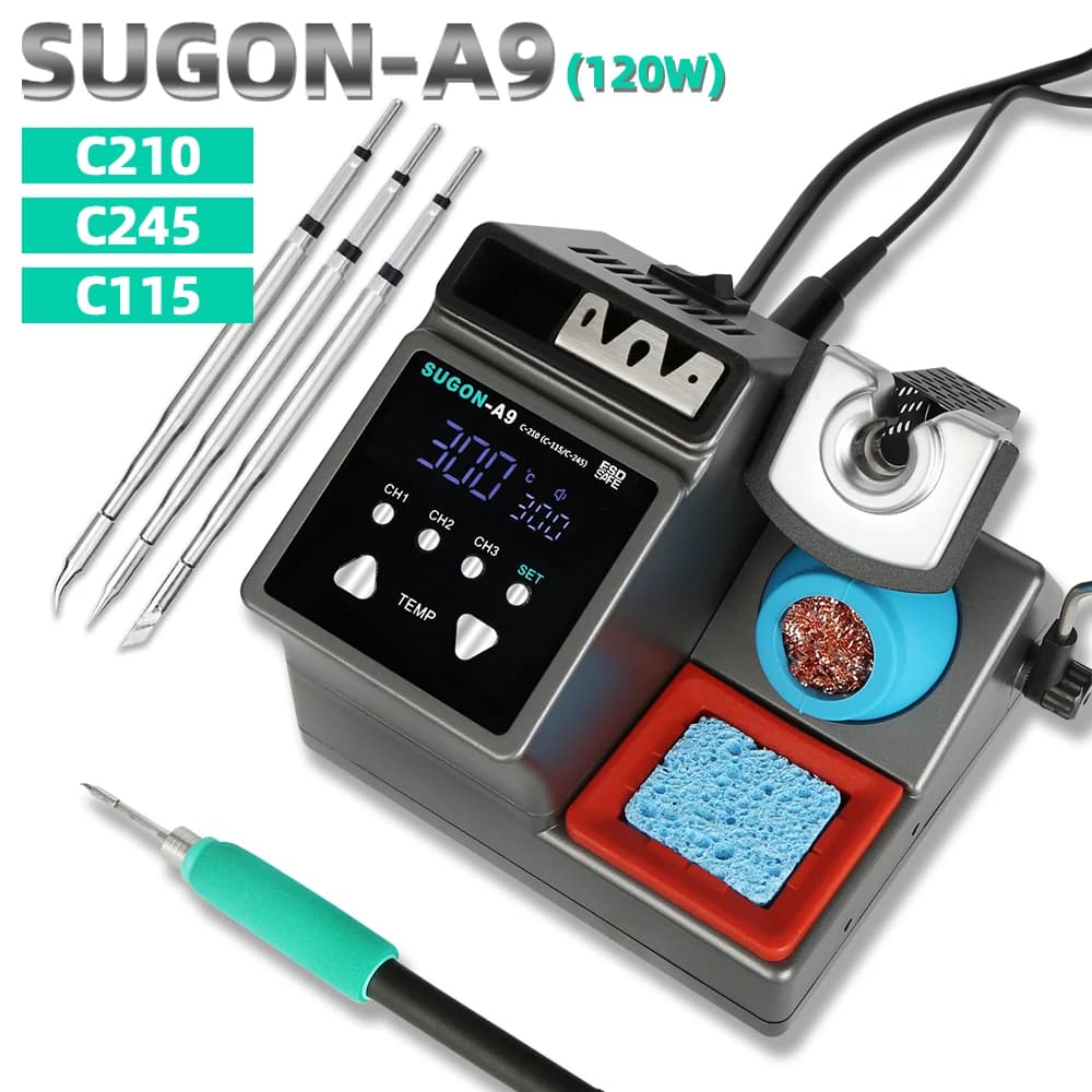 SUGON-A9 Soldering Station Compatible Original Soldering Iron Tip 210/245/115 Handle Lead-free Electronic Welding Rework Station